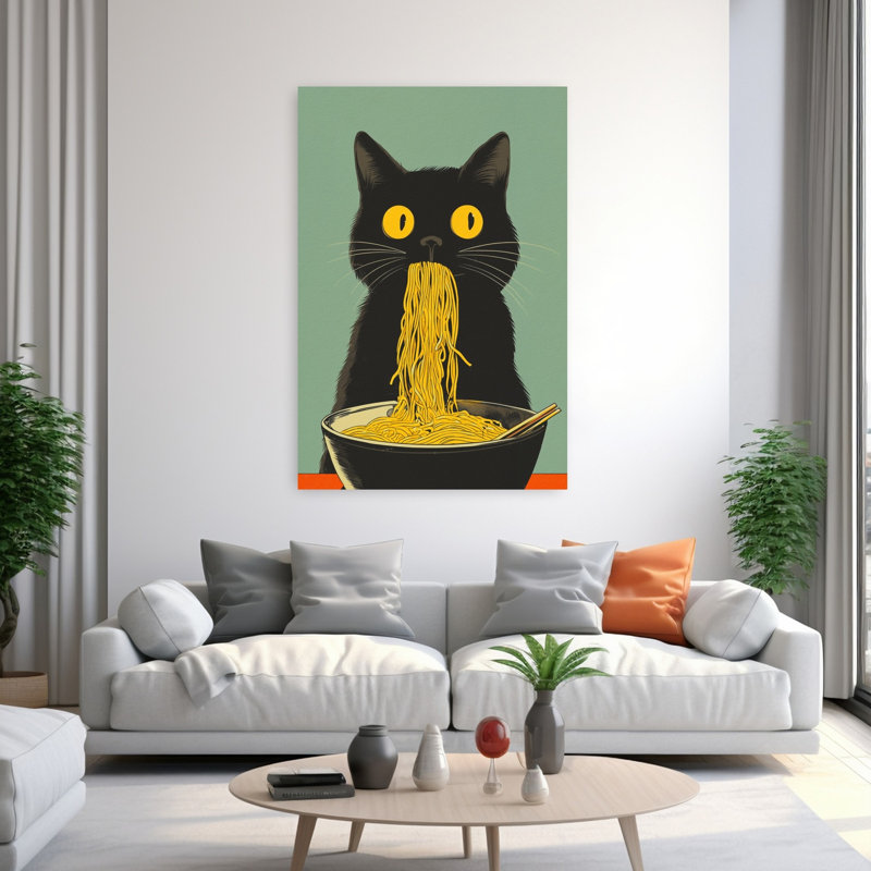 Noodle Cat No 5 by Andreas Magnusson - Wrapped Canvas Print, 152.4 cm H x 101.6 cm W