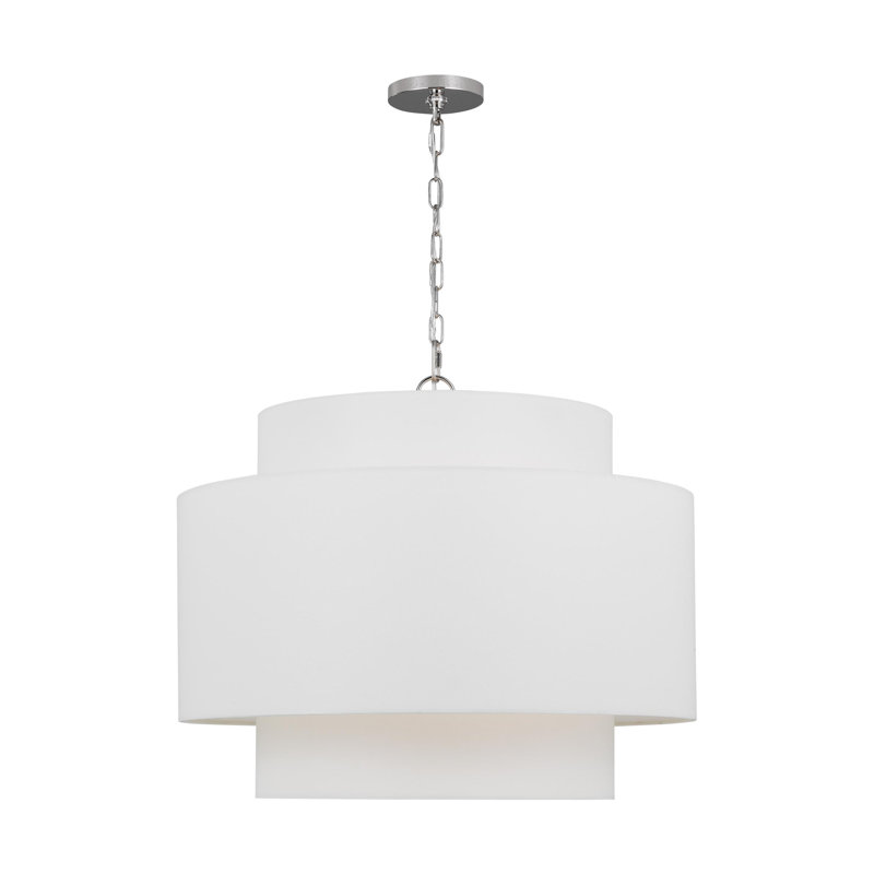 Lustre tambour 3 lumières à intensité variable Tanyel, Nickel poli