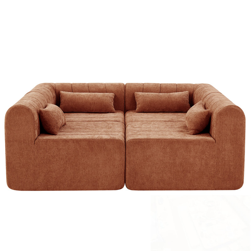 Canapé modulaire modulaire avec 4 coussins, Multi orange