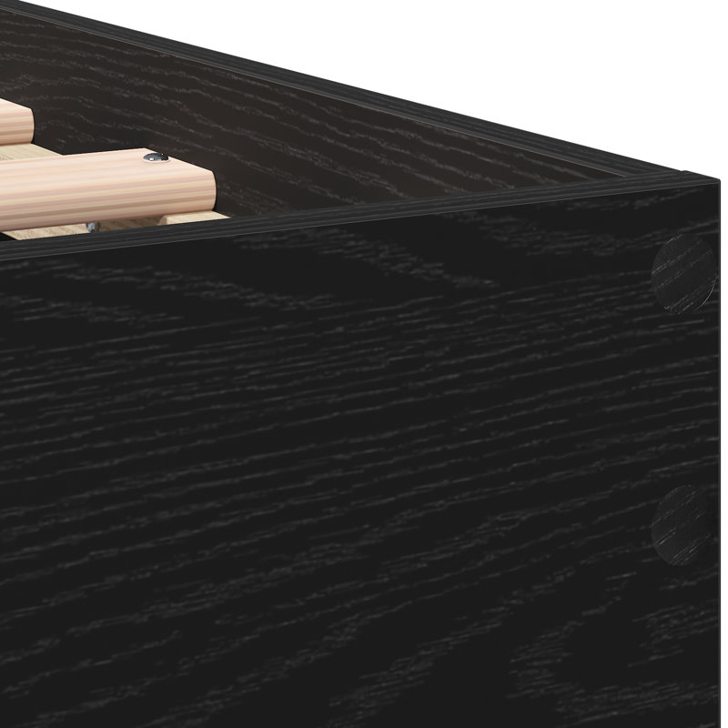 Single Bed Durable Rustic Minimalist, 90cm x 190cm, Black Oak, Solid Wood