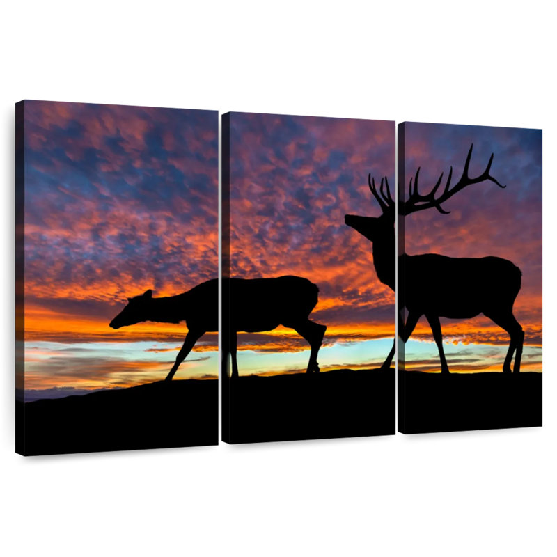 Brampt Elk Sunset Silhouette, 42" H x 65" W