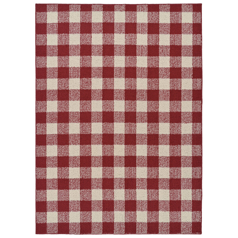 Trosclair Checkered Indoor / Outdoor Rug, Rectangle 5' x 7'