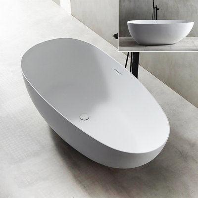 Baignoire de trempage autoportante 67 po. X 31,5 po. Blanc brillant