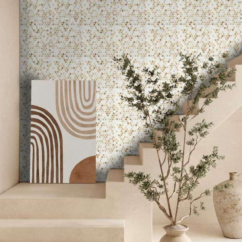 Eterna Penny 12"x12" Recycled Glass Mosaic Tile, Mauna Blis