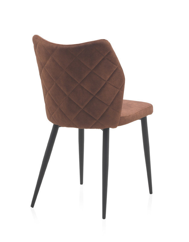 48cm H Polyester/Velvet Upholstered Metal Side Chair, Reddish Brown