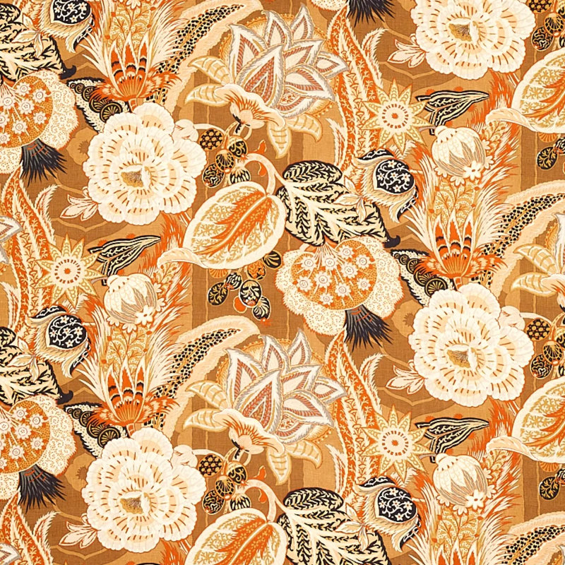 Tissu imprimé lin Zanzibar, Bois de santal