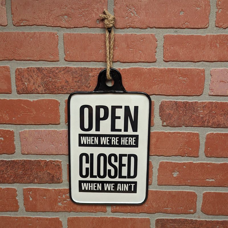 Rustic White Enamel Hanging Rope Open Closed Sign Door Business Shop Wall Decor Rustic White Enamel Hanging Rope Open Closed Sign Door Business Shop Wall Decor