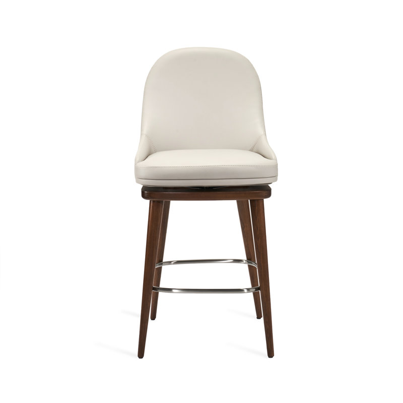 Harper Swivel Bar Stool, St Tropez Gray, Walnut/Satin Nickel, Counter Stool (26” Seat Height)
