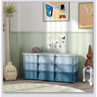 Qaba 3 Tier Kids Storage Unit With 9 Removable Bins, For Organizing Toys And Books In Bedrooms And Playrooms.