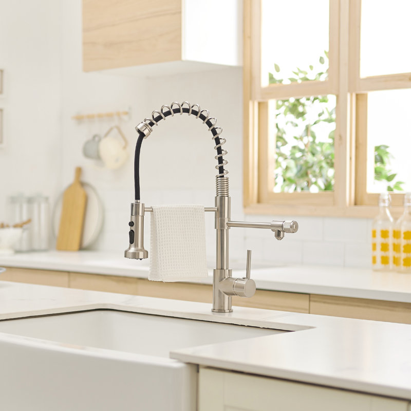 Robinet de purificateur d'eau potable en nickel brossé - Cuisine rétractable avec évier