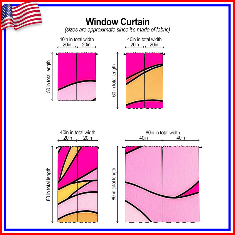 Rideaux abstraits abstraits et transparents - 2 panneaux, 20in x 80in - 2 panels, Transparent