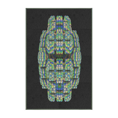 Tapis noir/vert tissé à la machine