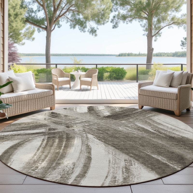 Machine Washable Indoor/Outdoor Lockway ACN2421 Abstract Rug, Round 8'