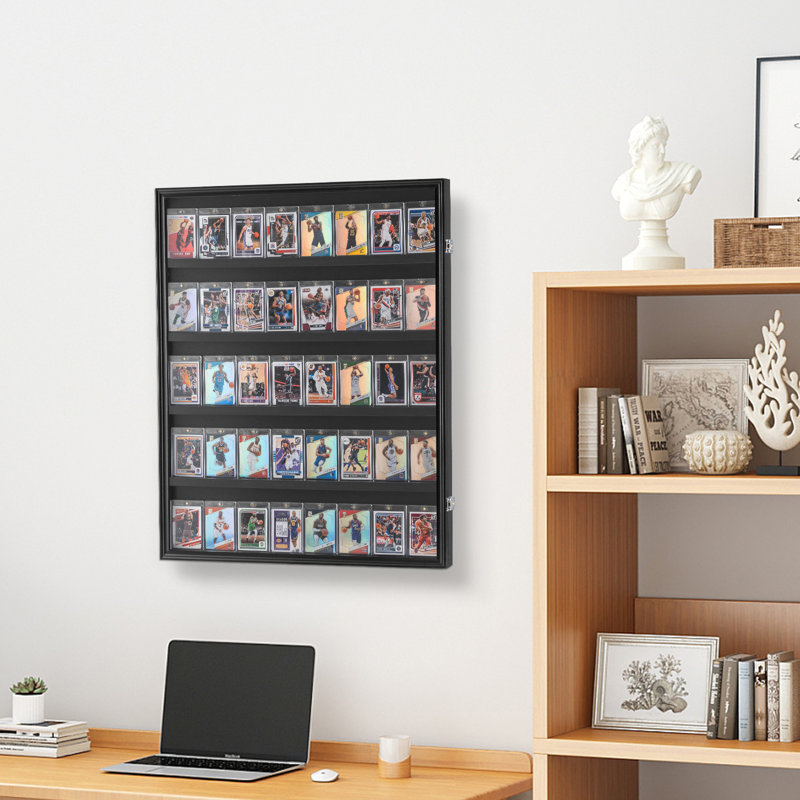 Matte Black Lockable Wall Mounted Sports Card Display Case