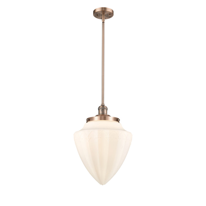 Luminaire suspendu géométrique unique 1 lumière, Cuivre antique, Blanc mat