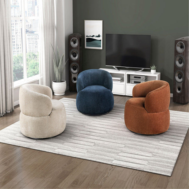 Fauteuil d'appoint rotatif moderne et luxueux avec coussin en mousse de chenille rouille rembourrée et rembourrée de mousse 1 pièce