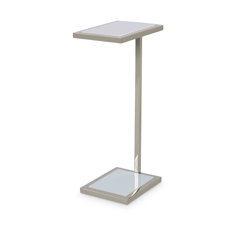 Grand Tour Stone End Table, White/Champagne