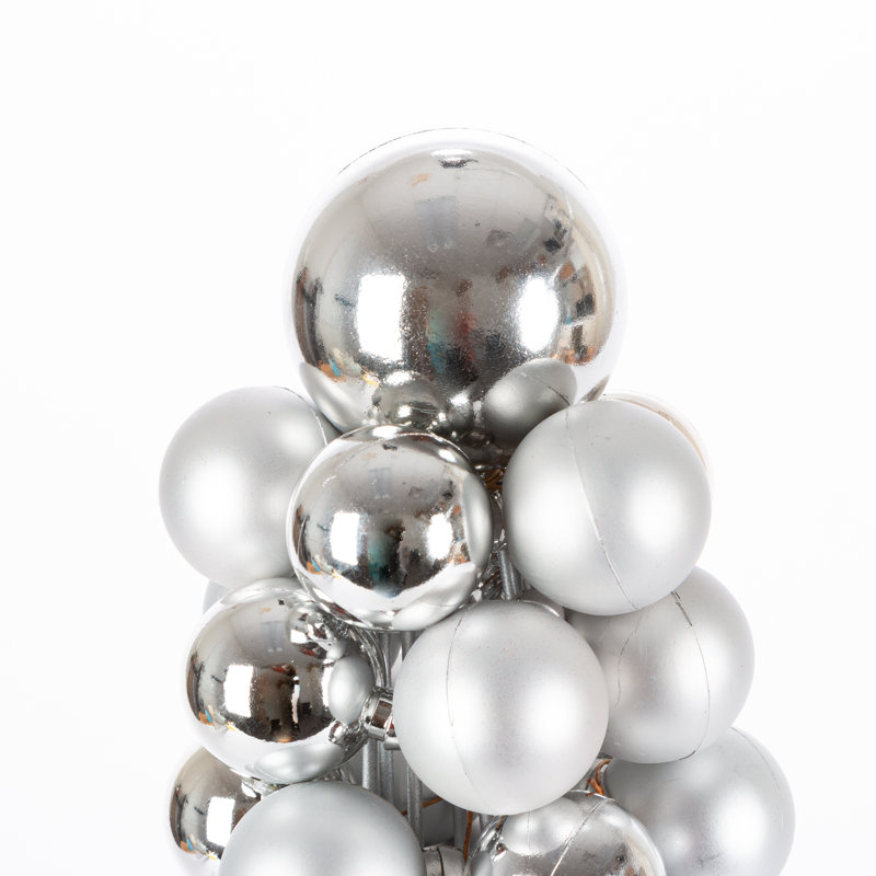 18-Inch Silver Shatterproof Plastic Ornament Cone Tree