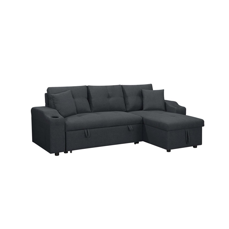 92'' Upholstered Sleeper Sofa, Sofa Bed, Couch, Dark Gray Polyester