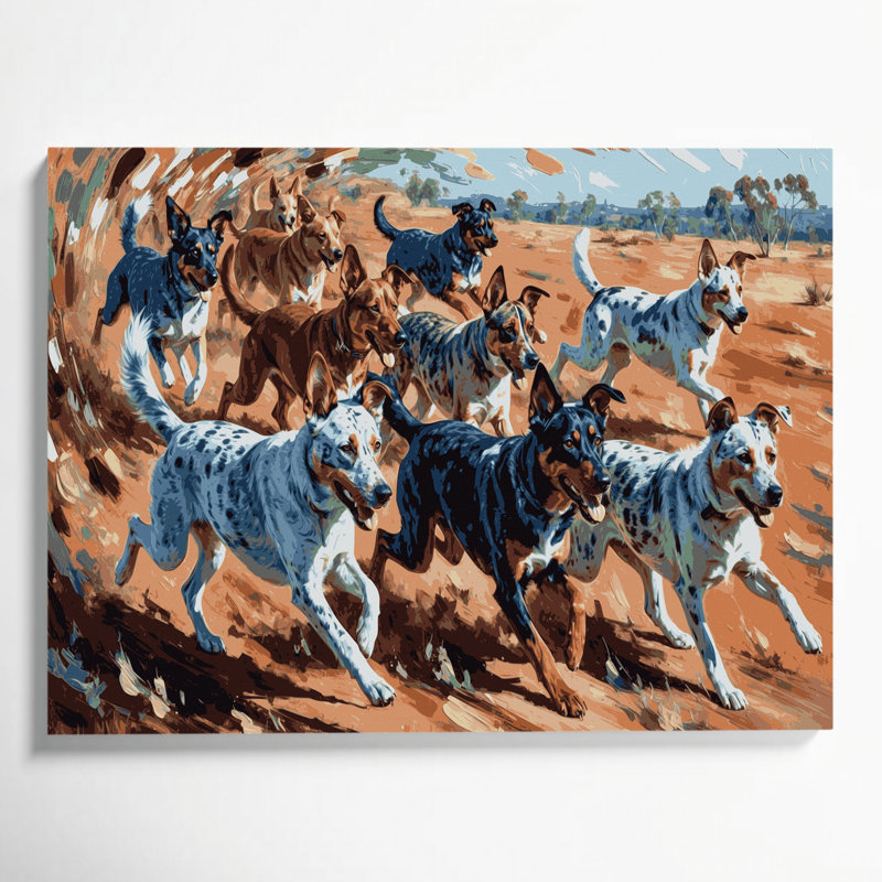 Dogs Koolie Brown Canvas Wall Art, 12" H x 18" W