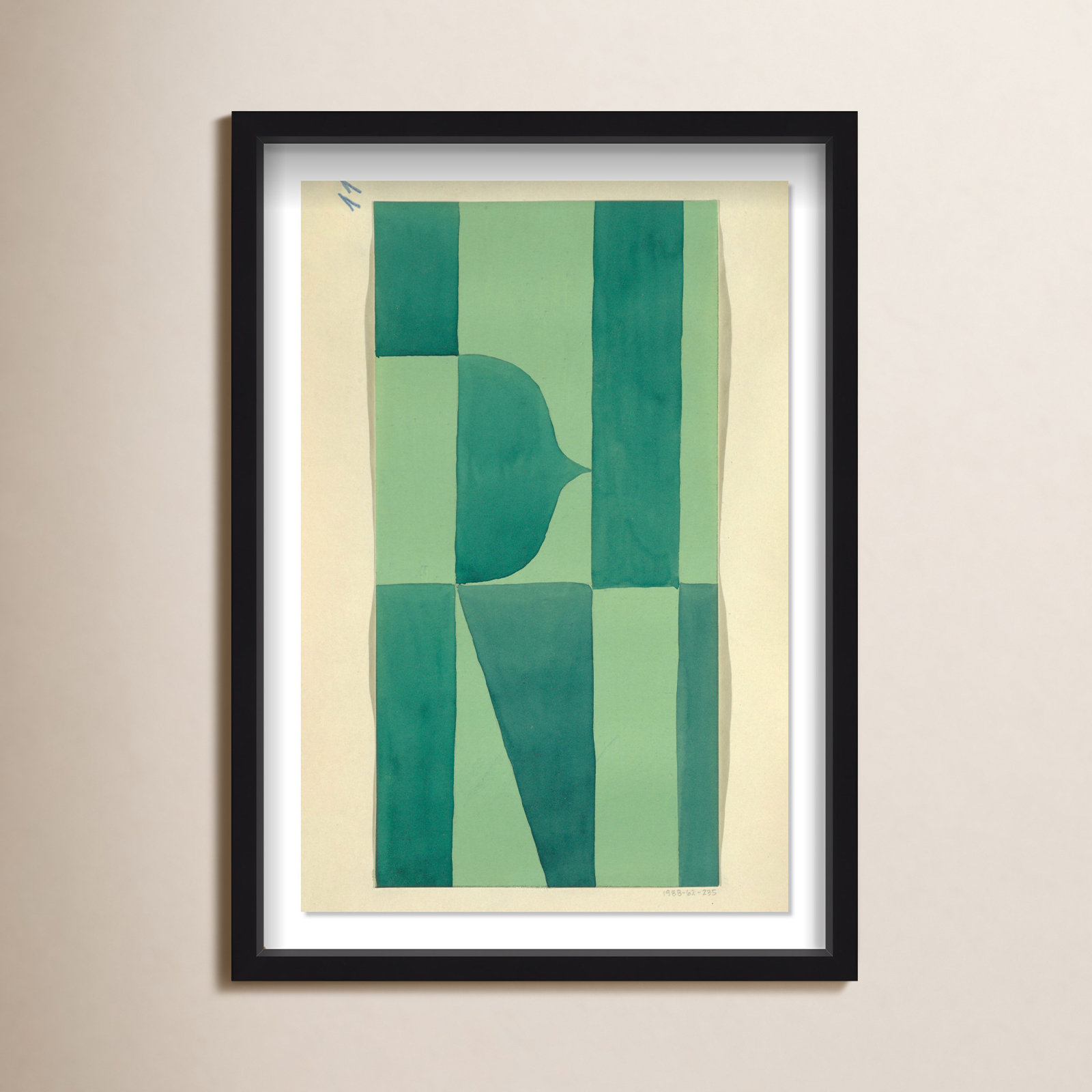 Erickson "Green Abstract" Print by Oliver Gal, Black, 55" H x 37" W