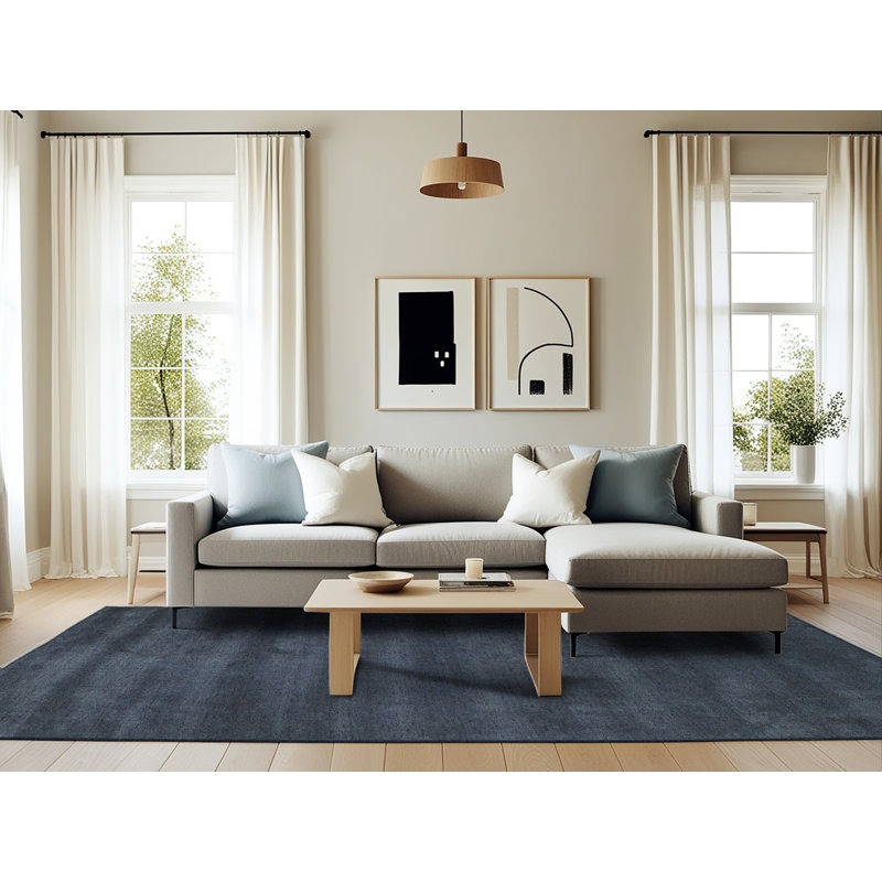 Tapis de zone noire contemporaine, Rectangle 6 pi x 9 pi