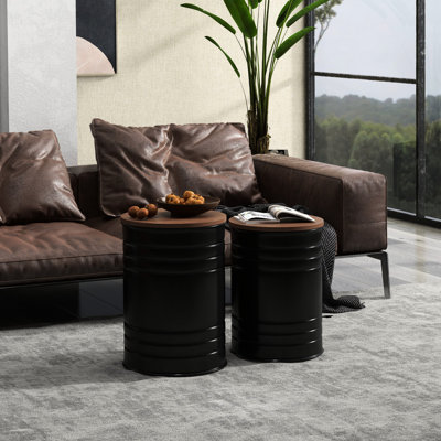 Ensemble de 2 repose-pieds gigognes avec couvercles. Pièce décorative chic. Tops amovibles supplémentaires. Structure en métal, capacité de 264 lb par Ornement inspiré de 14,5 po x 19 po et H 12,5 po et 17,75 po.