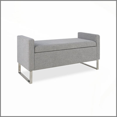 47" Ottoman with Storage,Upholstered Entryway Bench for Bedroom and Living Room,End of Bed Bench with Metal Base, Grey. Modern style