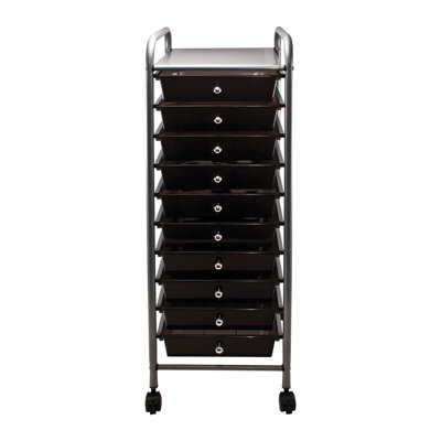 Advantus 10-Drawer Rolling Cart, Smoke