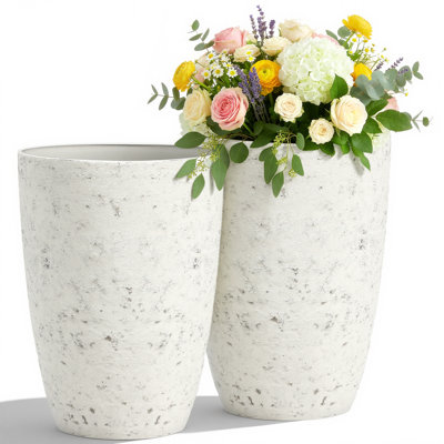 19.5" Resin Tall Pot Planters for Outdoor Plants, Heavy-Duty Large Flower Pots, Weather-Resistant