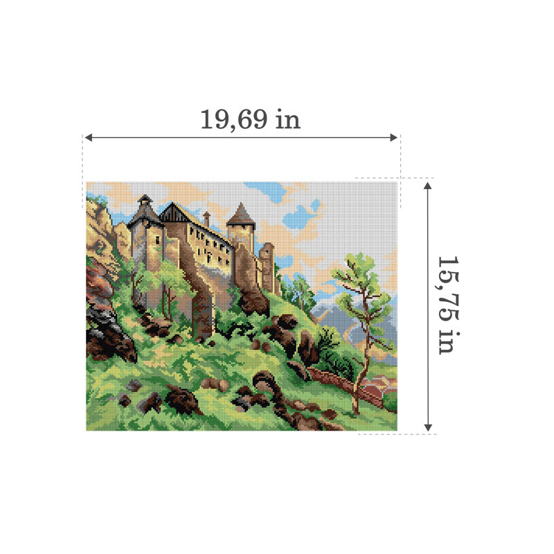 Toile à broder Petersberg Castle 3488M pour demi-point, sans fil