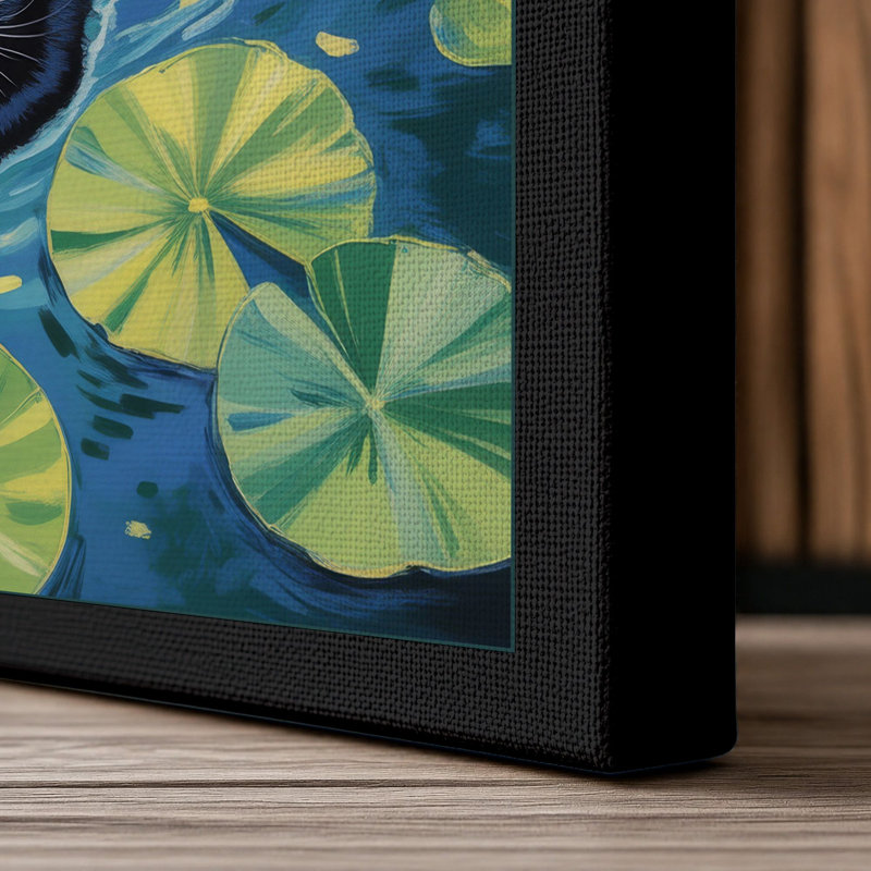Floating Cat Whimsical - Wrapped Canvas, 30x20 - 76.2 x 50.8 cm, Black Border