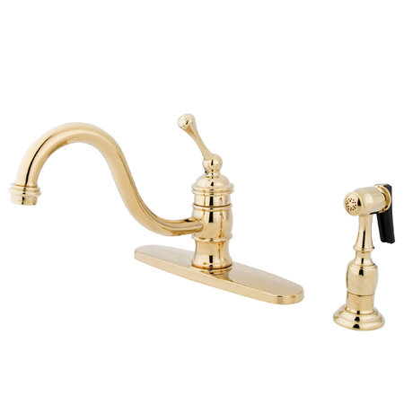 One Handle Centerset Kitchen Faucet with Buckingham Lever Handle, Polished Brass