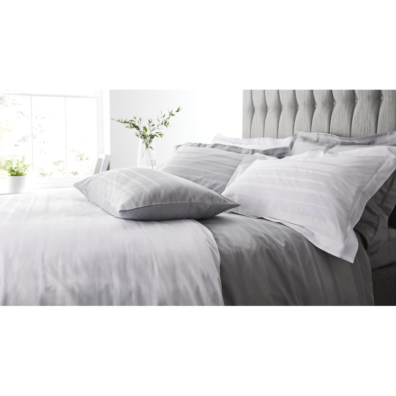 Hotel Stripe 300 Thread Count Fitted Sheet, Single (3'), White