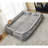 Double Human Dog Bed Lazy Sofa, Loveseat with Plump Pillows, 5 Adjustable Positions, Extra Large Floor Couch, Chenille Upholstery, Gray-109828650