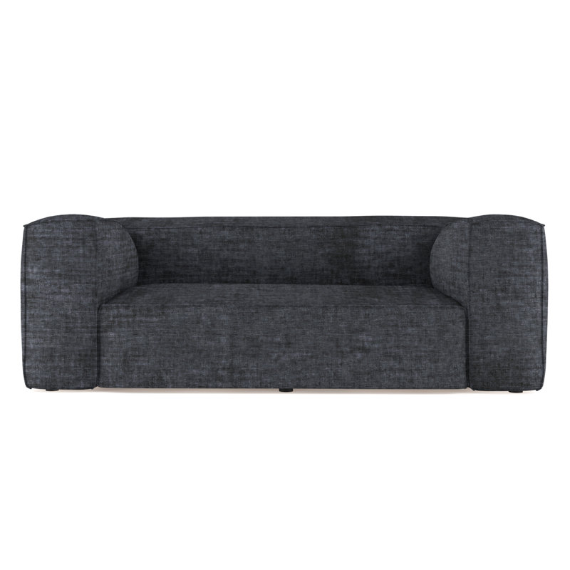 Varick Oversize Track-Arm Sofa with Flange, 30" H x 96" W x 41" D, Crushed Velvet Graphite, Ebony