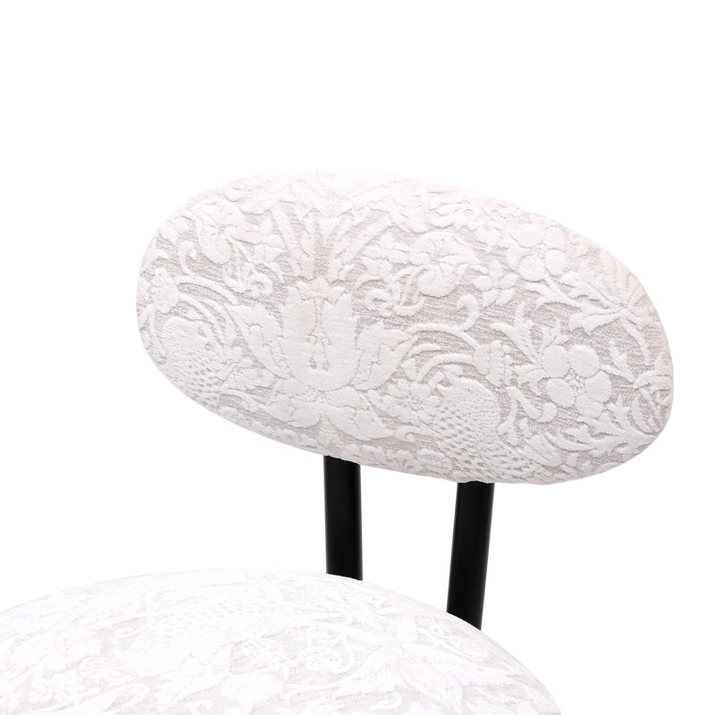 Ensemble de 2 tabourets ronds à imprimé rond en métal noir pour îlot de cuisine et salle à manger, Noir