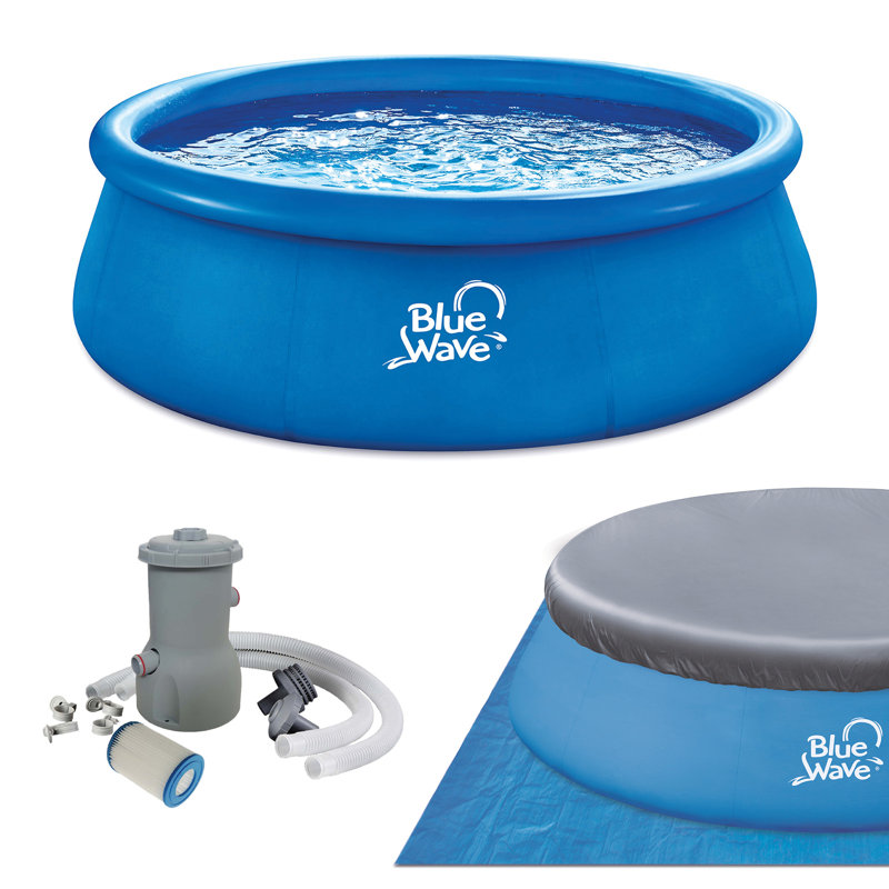 Blue 13ft Round Inflatable Above Ground Pool with Cover