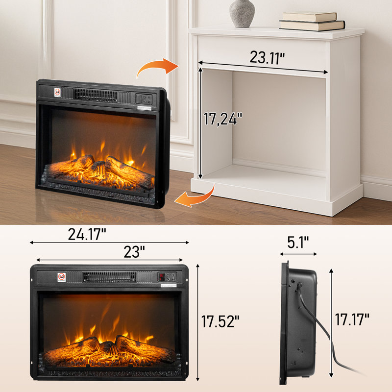 Electric Fireplace Insert With Wifi Function And 6 Flame Colors, 17.5" H x 24.21" W x 5.1" D
