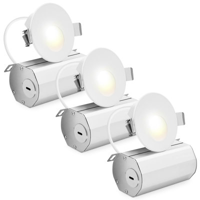 Éclairage pour marches à pince rondes à DEL LUXRITE, 5CCT 2700K-5000K, CRI90, 5W, 350 lumens, faisceau à 60 °, 120V, marchepied intérieur avec boîte de jonction, à intensité variable, homologué ETL, blanc (paquet de 3)