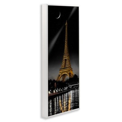 Tour parisienne avec un croissant de lune encadré, estampe de CAD Designs