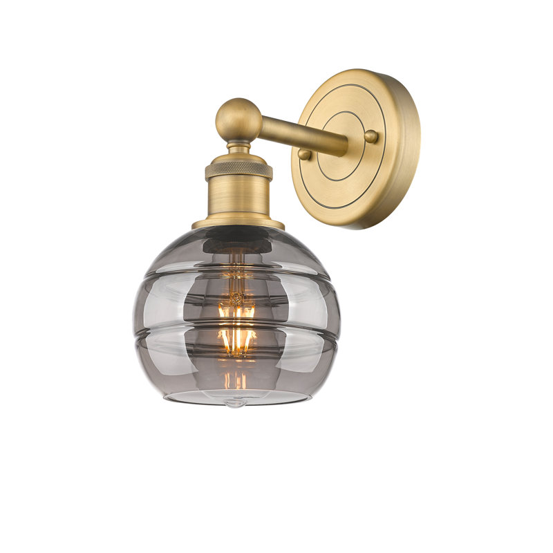 Applique murale 8 lumières Edison Bienes, H 10,13 po x l 5,88 po x P 7,44 po, Gris fumée clair, Laiton brossé