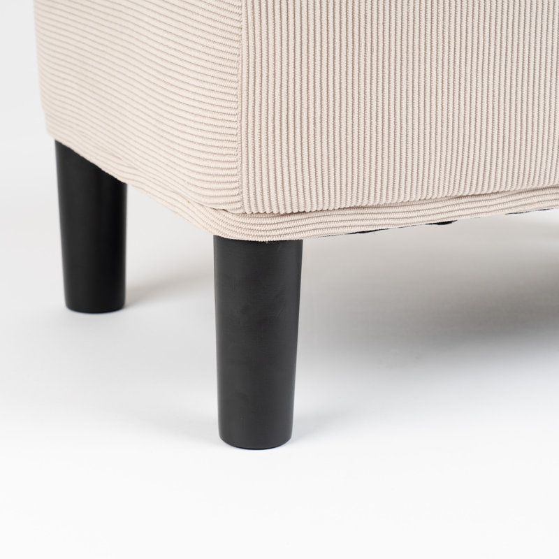 Cord Foot Stool, Beige, Matte Black