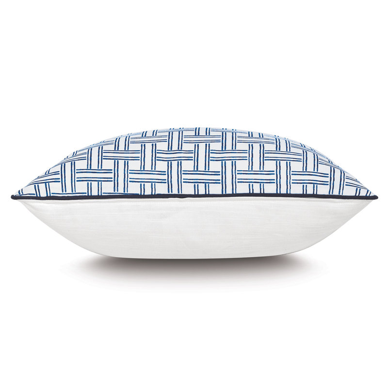 Carnac Sapphire Cotton Blend Square Throw Pillow with Piped Edges