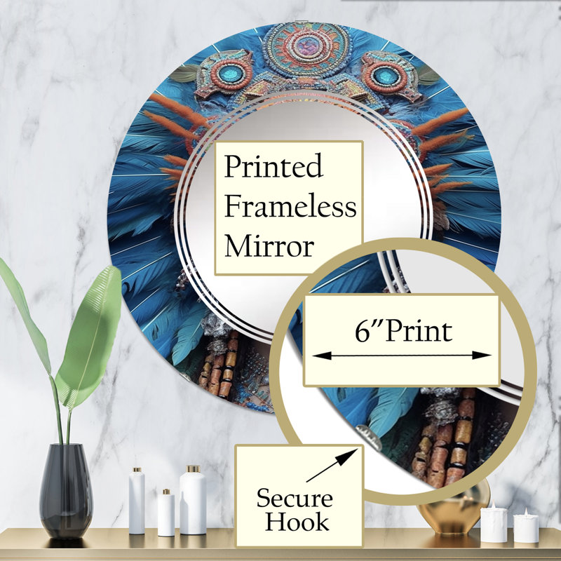 Mailla - Miroir mural rond moderne, 32 po x 32 po