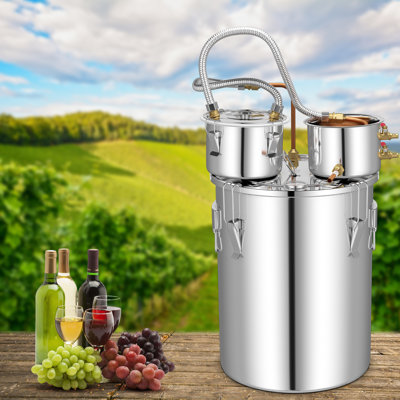 Tube de cuivre distillateur en acier inoxydable avec thermomètre Costway Still 10gal