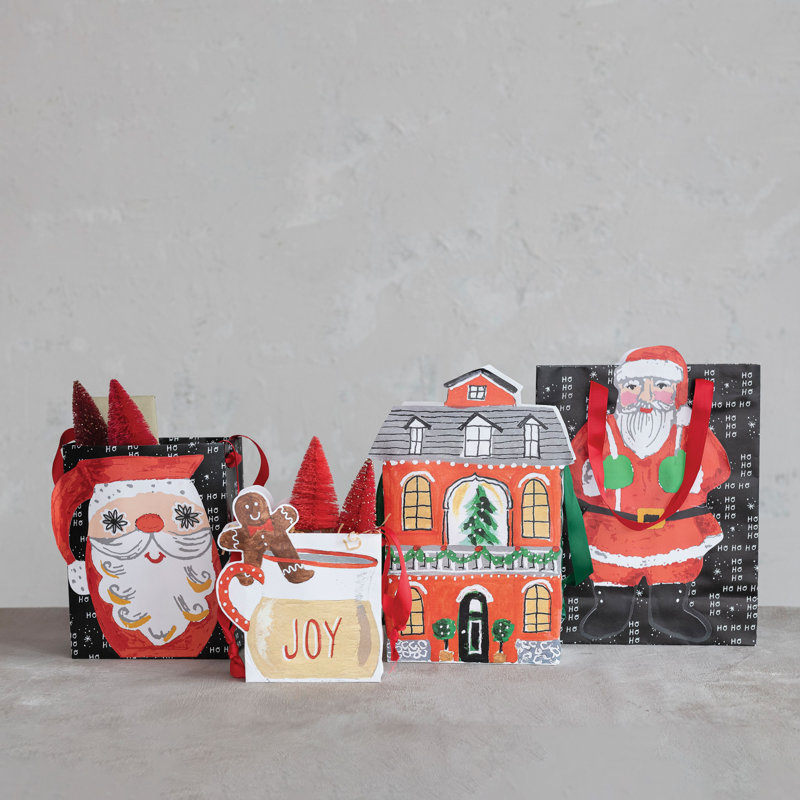 Imprimé en papier recyclé maison / père Noël / sacs-cadeaux en forme de tasse