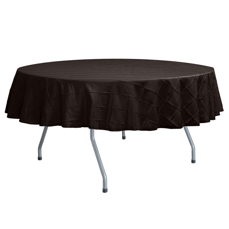 Ultimate Textile - Embroidered Pintuck Taffeta Tablecloth, 10, Brown, 84" Round