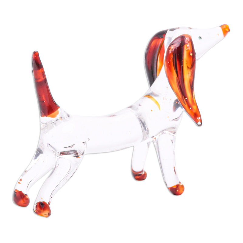 Figurine en verre Winston Porter Handage Courage Dachshund