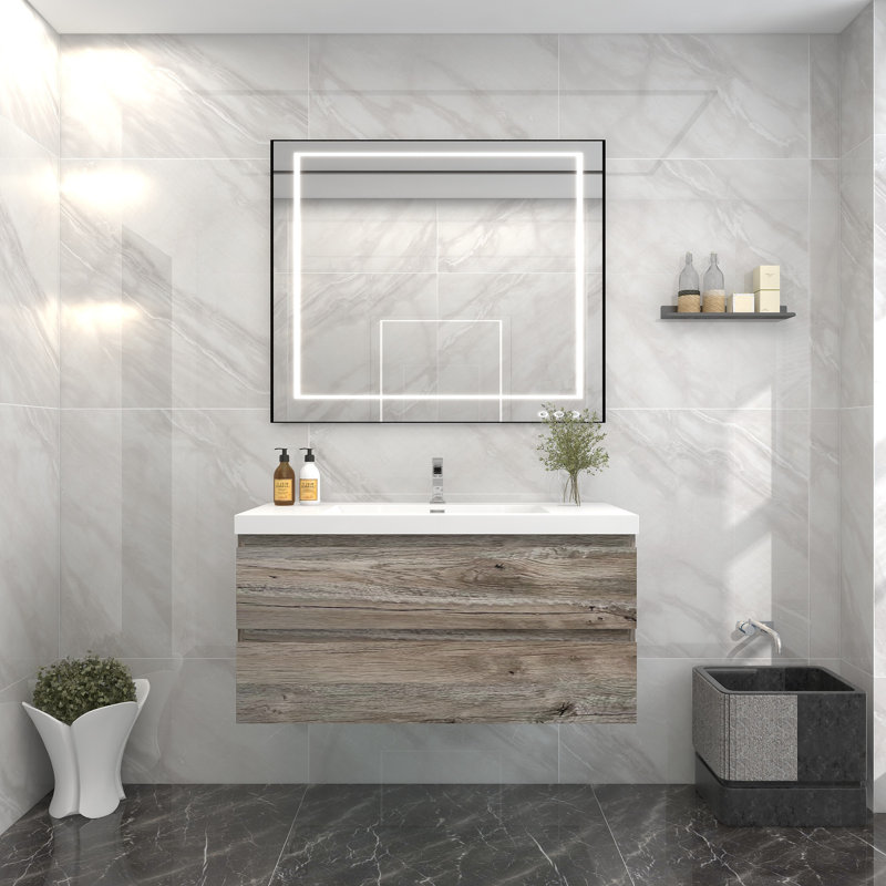Turnerville 42'' Single Bathroom Vanity with Acrylic Top, Natural Wood